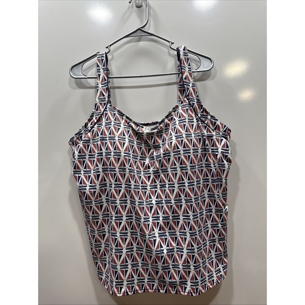 Lands End Tankini Swimsuit Top Shelf Bra Padded Swim Top‎ Sailboat Plus 20W